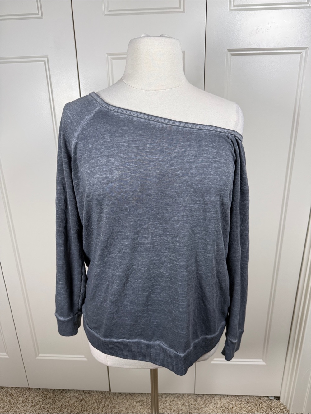 torrid Slate Blue Off‑the‑Shoulder Lightweight Sweater